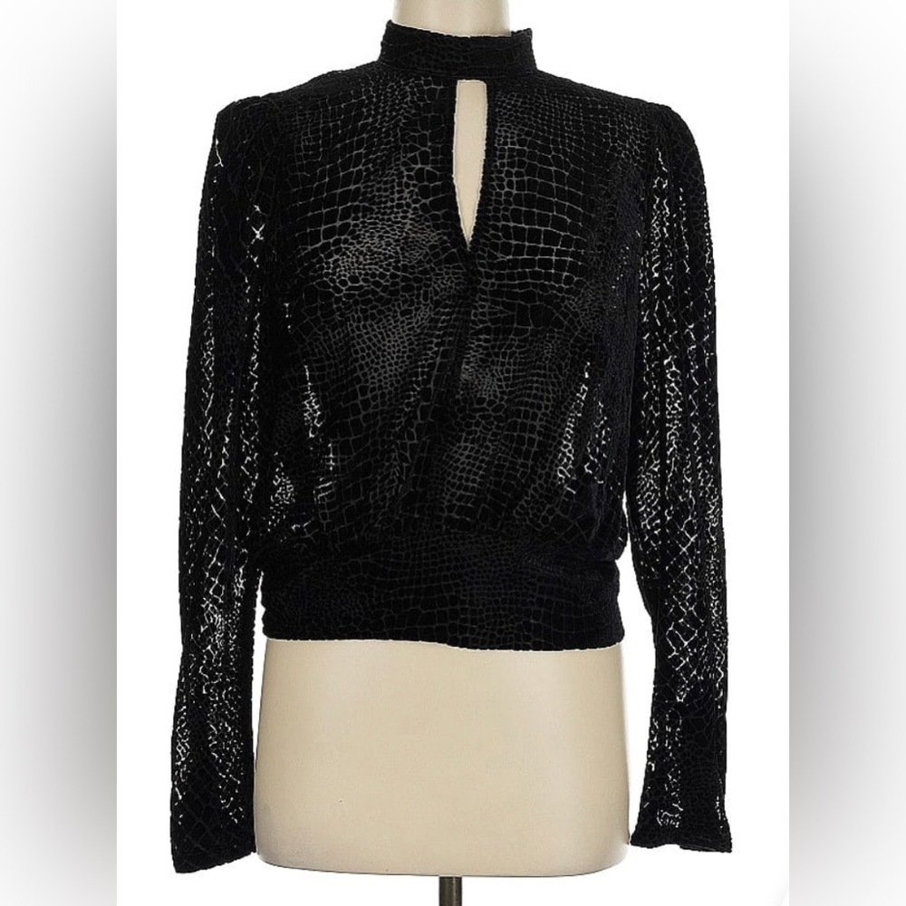 Frame Denim Velvet Burnout Party Top Animal Print Reptile Snake Print sz Medium - Picture 4 of 9